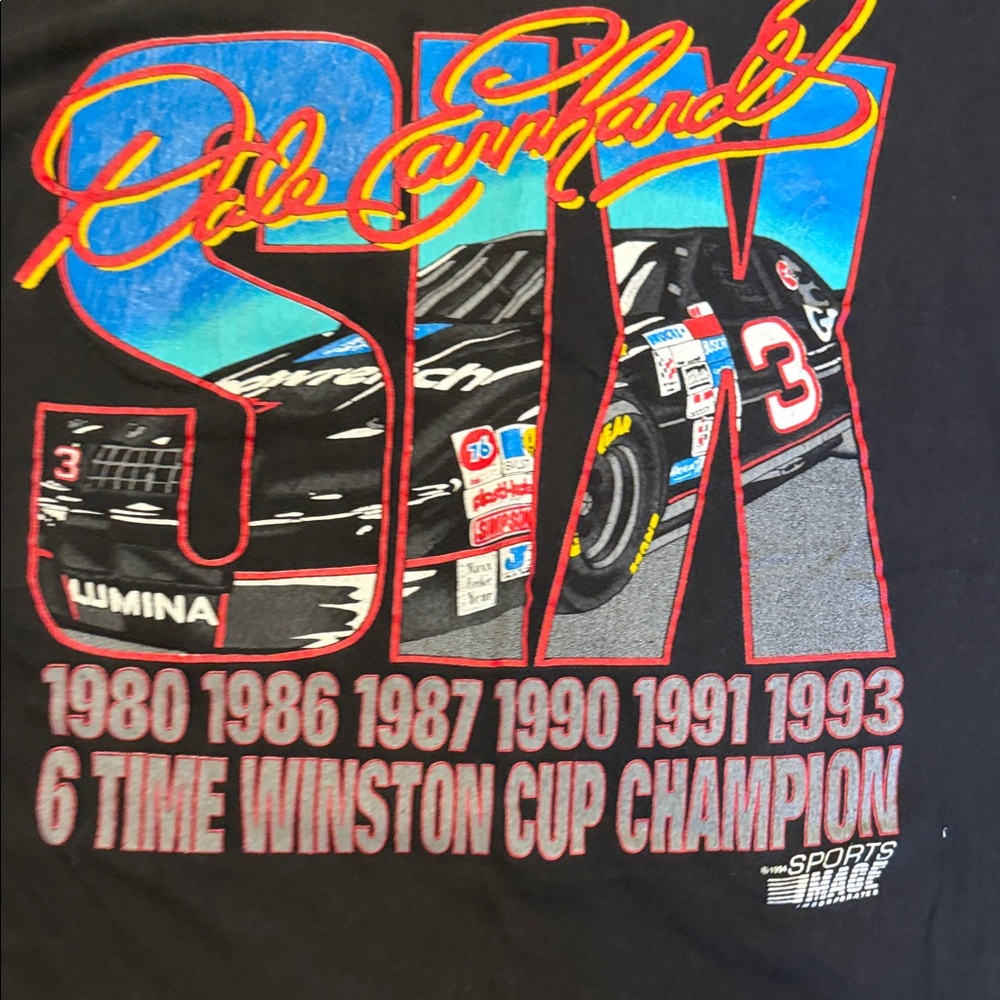 Dale Earnhardt Black Men's Racing Graphic Tee - Vintage Style size men’s large - Picture 3 of 4